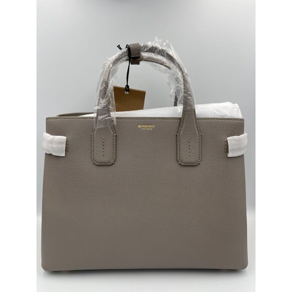 Burberry Medium Banner House Check Derby Leather Tote Shoulder Bag Taupe… - Picture 4 of 16